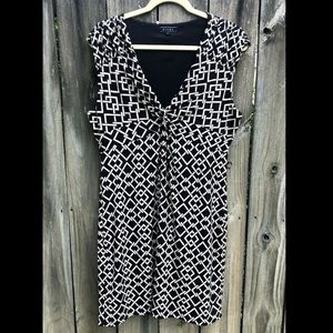 Kiara Black/Beige Geometric Empire Waist Dress